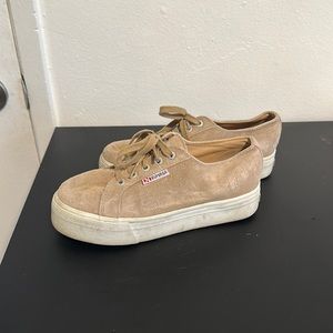 Tan Superga Suede Platform Sneaker 37.5